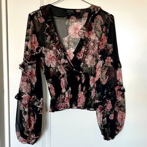 Gently Used Bardot Sheer Long Sleeve Blouse